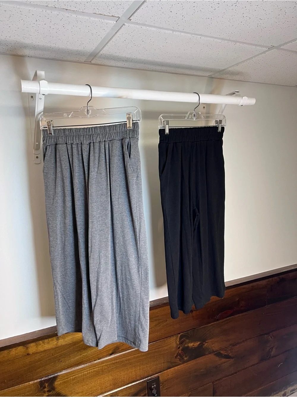Amazon Set of 2 - Pull-On Knit Wide Leg Bottoms in Gray and Black- M